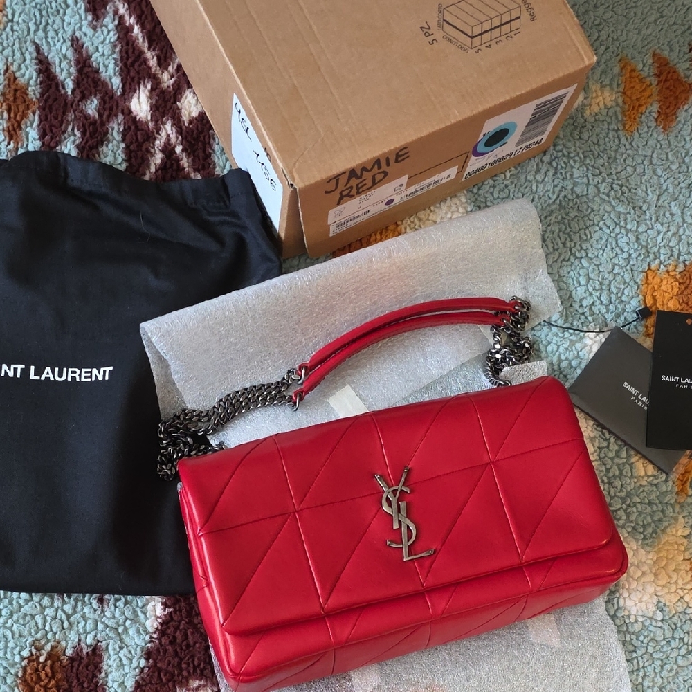 Yves Saint Laurent Jamie Red Quilted Leather Bag